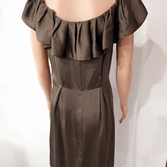 Banana Republic Elegant Olive Green Off-Shoulder Dress - Picture 7 of 10